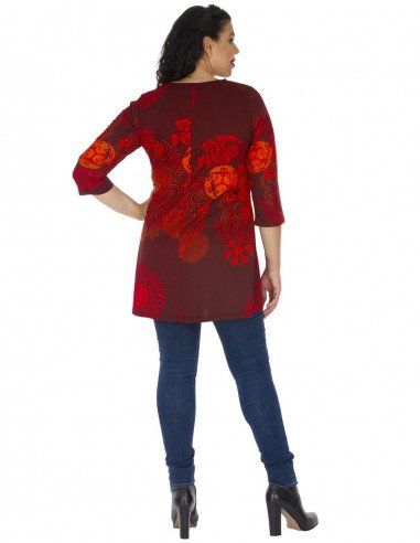 camiseta-tallas-grandes-roja-etnica-hippie-style