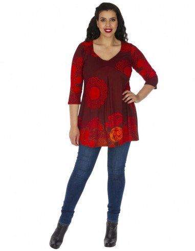 t-shirt-grande-taille-rouge-ethnique