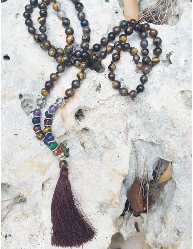 Mala-Ethno-Halskette-Hindu-Tiger-Auge