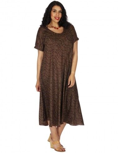 Kleid-Herbst-plus-Größe-braun