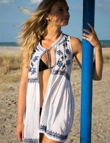 Boho-Chic-T-Shirt-mit-Fransen-Strand