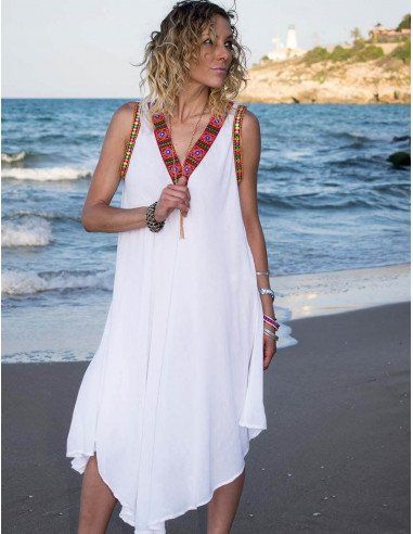 Summer-ethnic-white-boho-dress