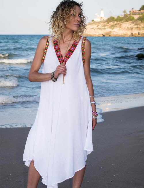 Vestido de praia sem mangas - Loja Hippie