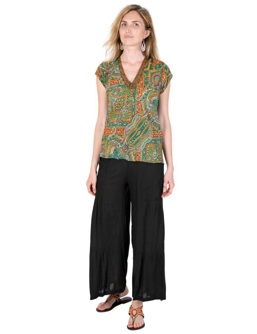 Bluse-Ärmel-Seide-Boho-Stil-Frau-Sommer