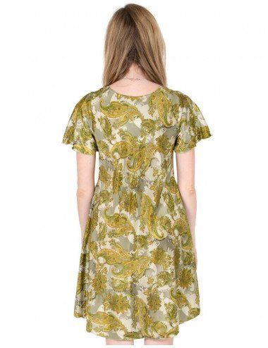 vestido-corto-seda-verano-mangas-verde 2