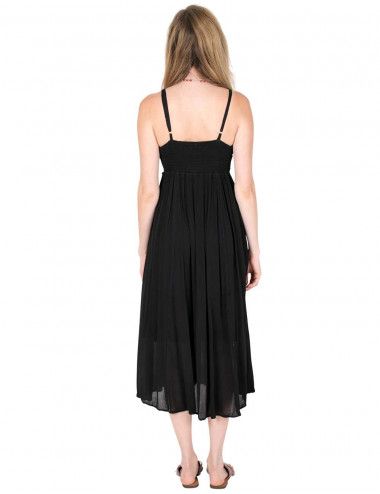 black-cotton-double-fabric-striped-dress 2
