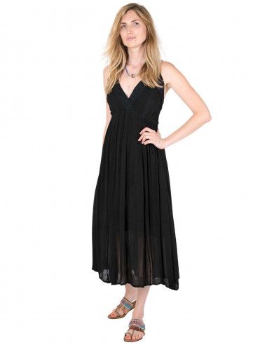 robe-coton-double-tissu-été-noir