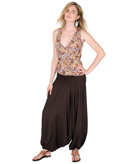 Pantalon-afghan-saruel-robe-combinaison-marron-chocolat