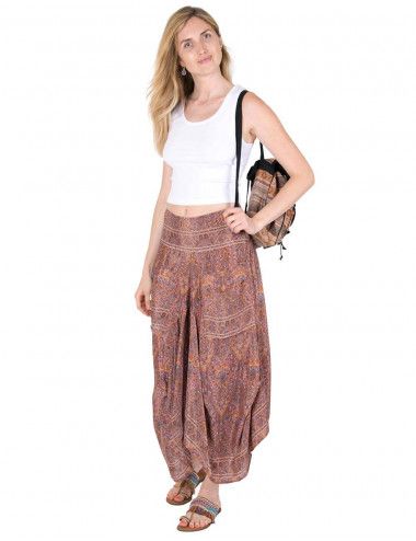 langer Rock-Seide-asymmetrische-Taschen-Sommer
