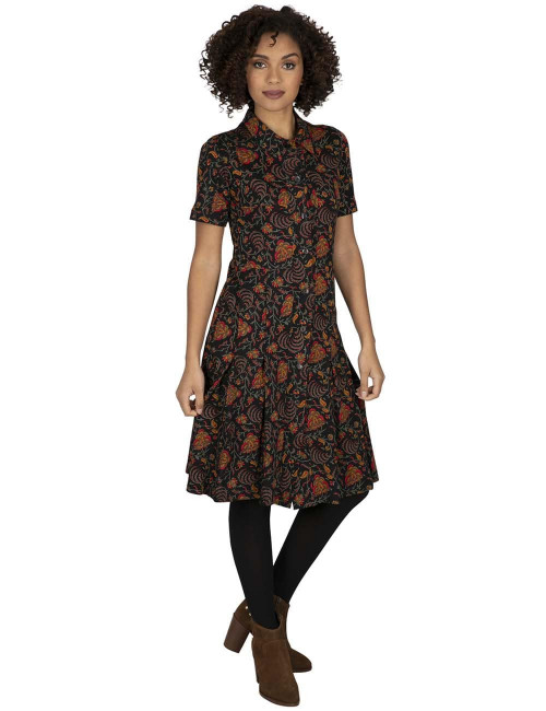 Kleid-Kragen-Hemd-Herbst-Frau-Hippie-Chic