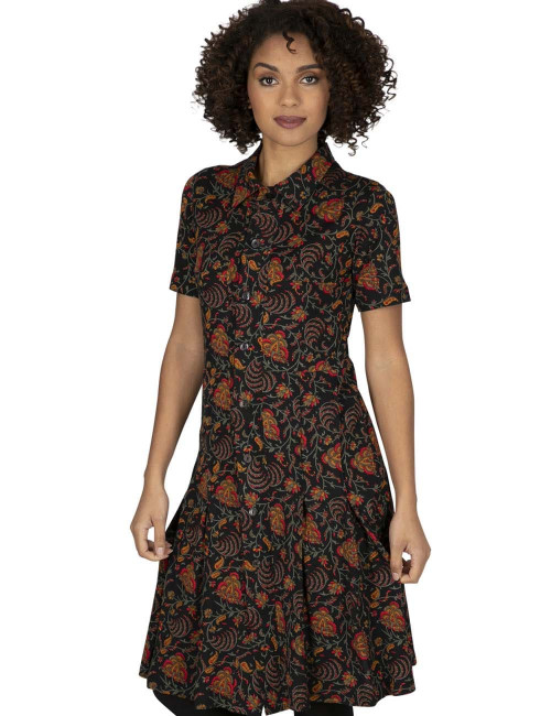 Kleid-Kurzarm-Herbst-Frau-Hippie-Chic