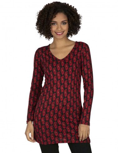 robe-chemise-imprimé-automne-rouge
