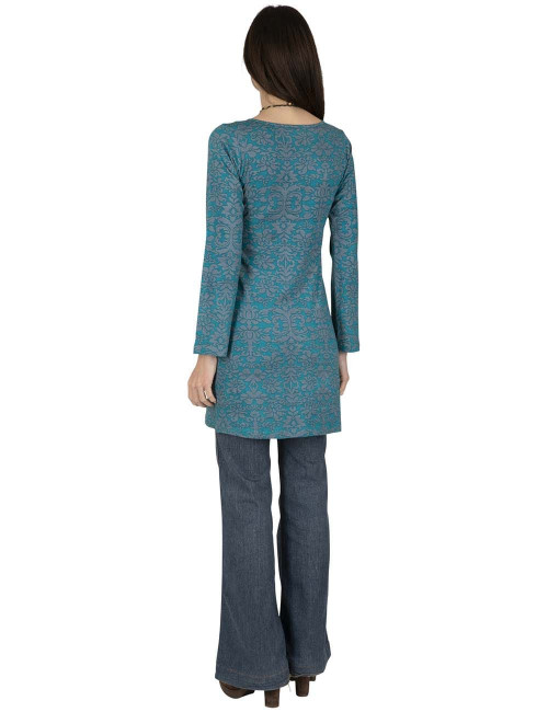 robe-courte-hiver-imprimée-bleu-clair