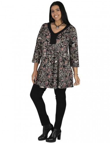 T-shirt-grandes tailles-imprimé-automne-col en v 2
