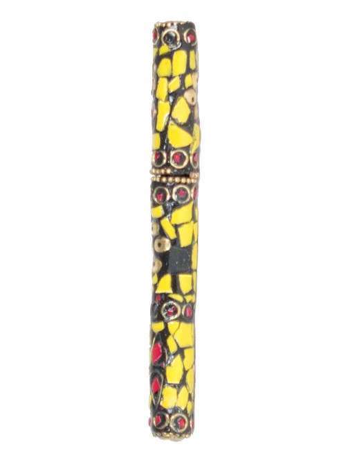 stylo-artisan-ethnique-jaune-rechargeable