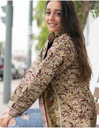 Vintage-Seiden-Fleece-Winter-Hippie-Mantel