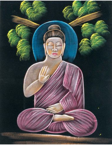 tapisserie-bouddha-velours-peint à la main