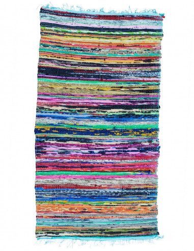Alfombra jarapa con diseño de líneas de distintos colores fabricada en  algodón Giftdecor