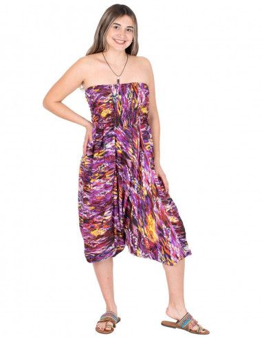 Overall-Multifunktions-Lila-Print-Hippie