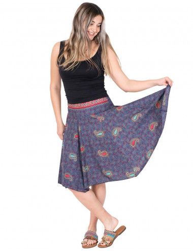 skirt-hippie-style-silk-printed-blue-summer 2