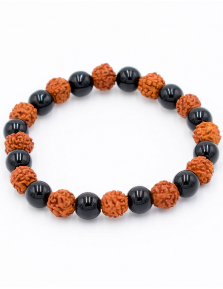 Rudraksha and Onix Combination Bracelet