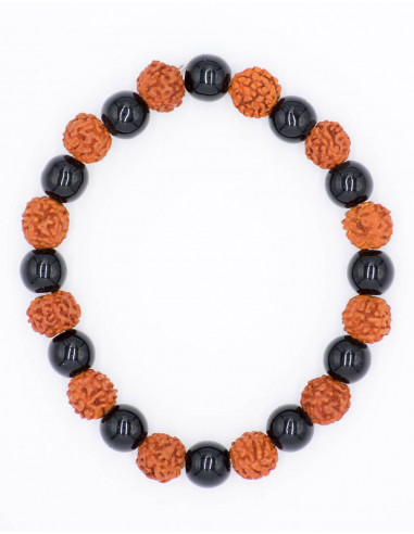 Bracciale combinato Rudraksha e Onix