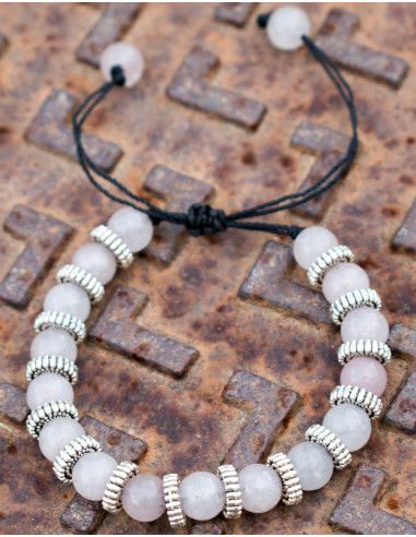 Bracciale con gemme di quarzo rosa
