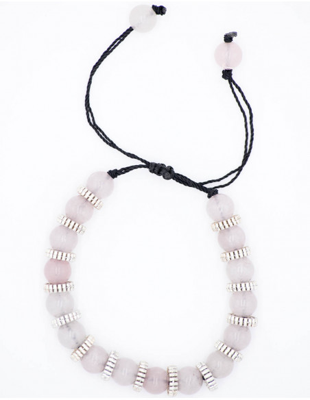 Pulseira de gemas de quartzo rosa