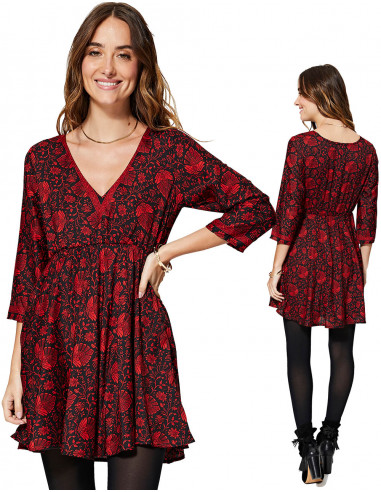 Kleid mit rotem und schwarzem Print