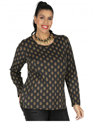 T-shirt Nera Dettagli Oro