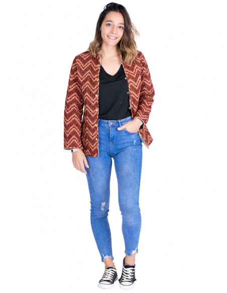 Reversible Cotton Mao Jacket - Hippie Chic Style - Exclusive Indian Handicraft