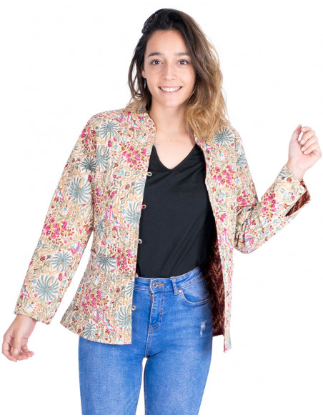Wendbare Mao-Jacke aus Baumwolle – Hippie-Chic-Stil – exklusives indisches Kunsthandwerk