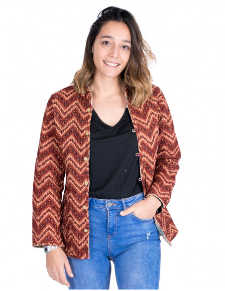 Reversible Cotton Mao Jacket - Hippie Chic Style - Exclusive Indian Handicraft