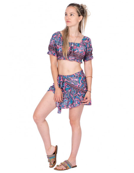 Conjunto Seda Falda corta y Top