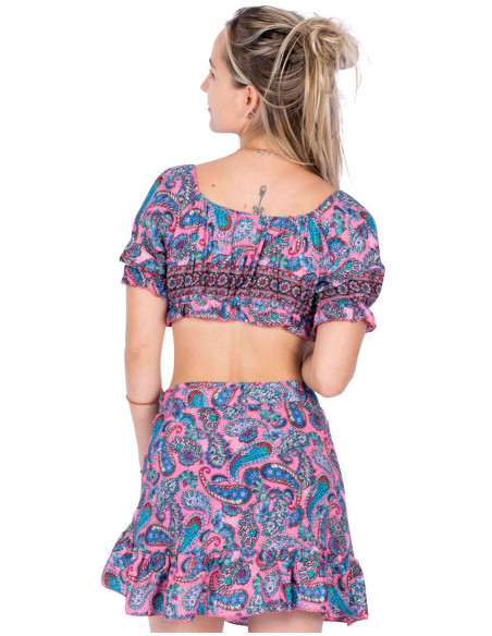 Silk Short Skirt and Top Set