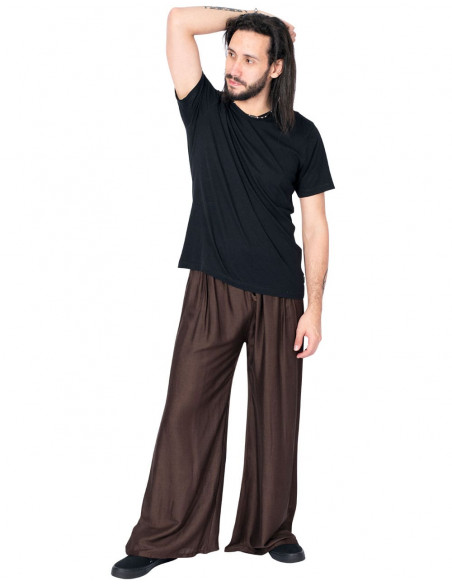 Calça hippie de pernas largas