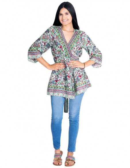 Lange gekreuzte Bluse