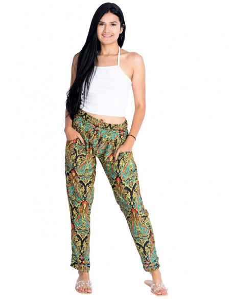 Calça comprida de seda