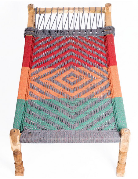 Cama de dia de madeira feita à mão indiana - Design exclusivo e tradicional