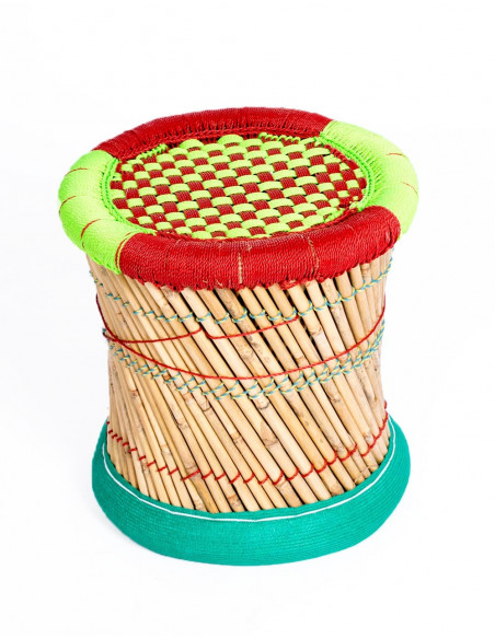 Banco de bambu trançado - Feito à mão na Índia - 40 cm de altura