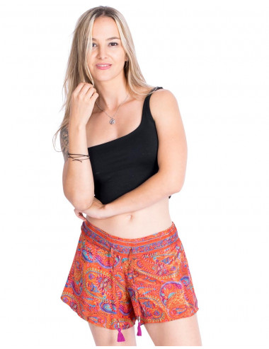 pantalon-corto-naranja-playa-mujer 2
