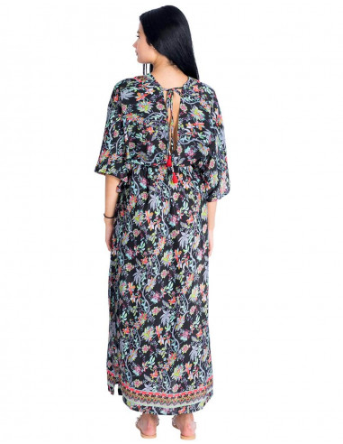 Printed Black Silk Dress