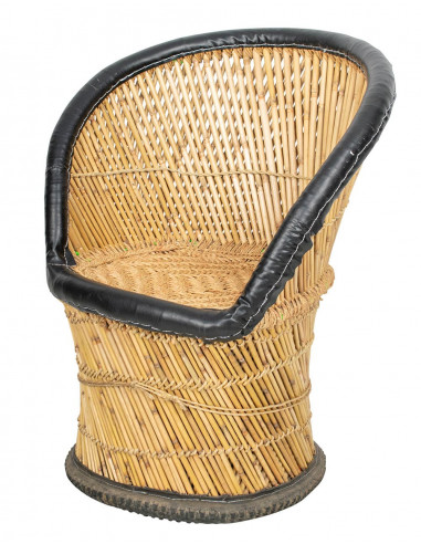 Individual jute armchair with faux leather...
