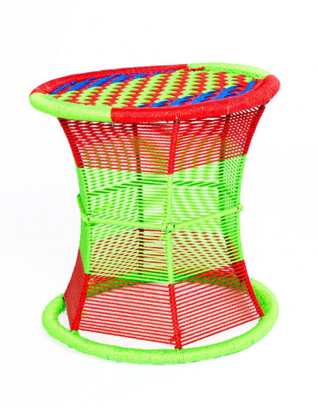 Metallhocker aus Nylonseil, handgefertigt in Indien – einzigartiger und bequemer Stil | 36x35 cm