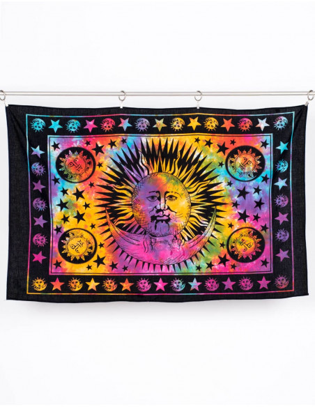 Sonne und Mond Batik Wandteppich