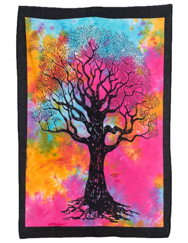 Arazzo multicolore albero nero