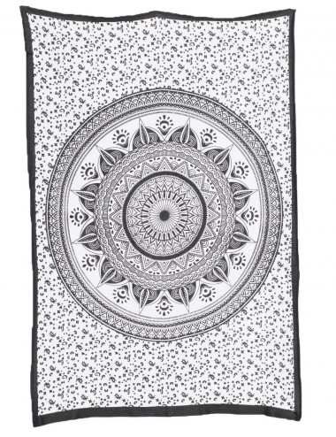 Arazzo Mandala in bianco e...