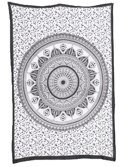 B&W-Mandala-Wandteppich