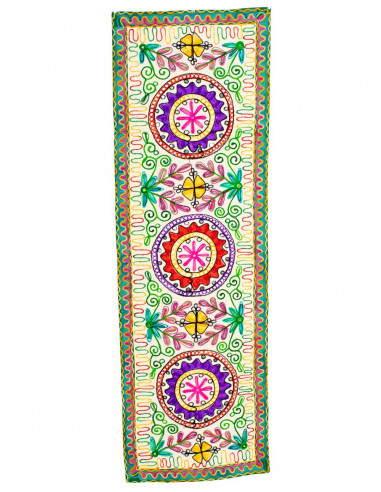 Rectangular Embroidered Circles Tapestry
