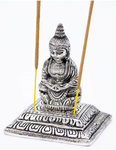 Portaincenso con statua di Buddha in metallo